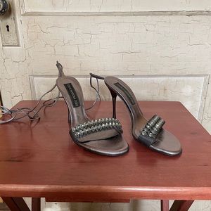Steve Madden Luxe Pewter Gunmetal Strappy Heel 7